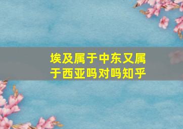 埃及属于中东又属于西亚吗对吗知乎