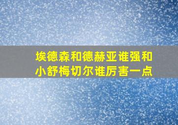 埃德森和德赫亚谁强和小舒梅切尔谁厉害一点