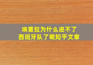 埃雷拉为什么进不了西班牙队了呢知乎文章