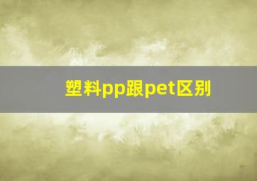 塑料pp跟pet区别