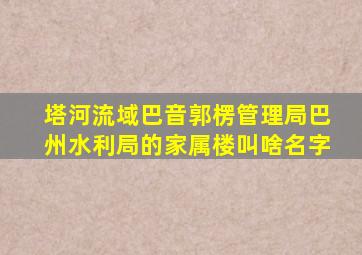 塔河流域巴音郭楞管理局巴州水利局的家属楼叫啥名字