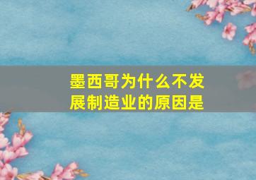 墨西哥为什么不发展制造业的原因是