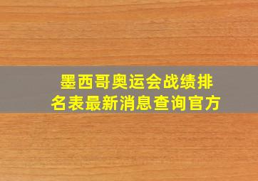 墨西哥奥运会战绩排名表最新消息查询官方