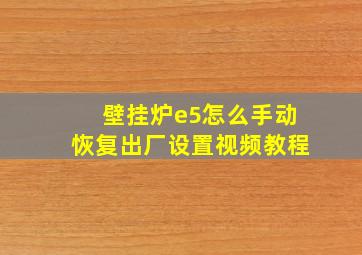 壁挂炉e5怎么手动恢复出厂设置视频教程