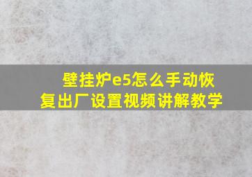 壁挂炉e5怎么手动恢复出厂设置视频讲解教学