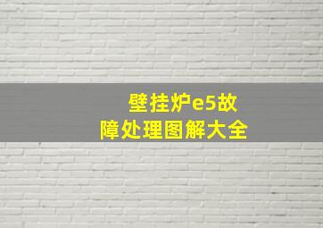 壁挂炉e5故障处理图解大全