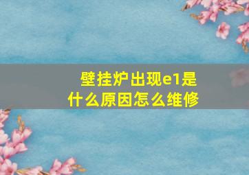 壁挂炉出现e1是什么原因怎么维修