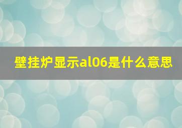 壁挂炉显示al06是什么意思