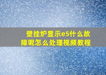 壁挂炉显示e5什么故障呢怎么处理视频教程