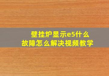 壁挂炉显示e5什么故障怎么解决视频教学