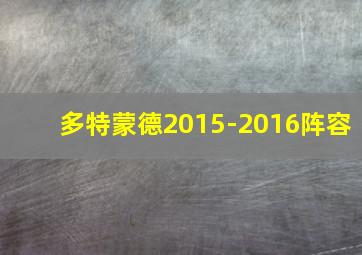 多特蒙德2015-2016阵容