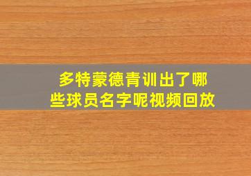 多特蒙德青训出了哪些球员名字呢视频回放