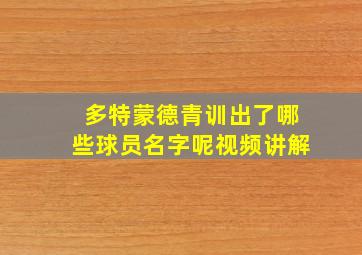 多特蒙德青训出了哪些球员名字呢视频讲解