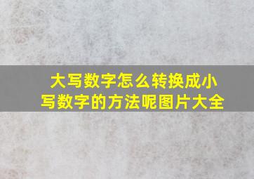 大写数字怎么转换成小写数字的方法呢图片大全