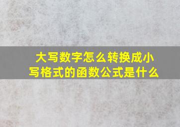 大写数字怎么转换成小写格式的函数公式是什么