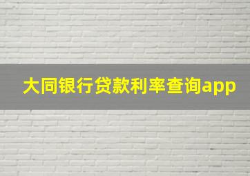 大同银行贷款利率查询app