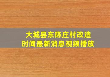 大城县东陈庄村改造时间最新消息视频播放