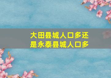 大田县城人口多还是永泰县城人口多