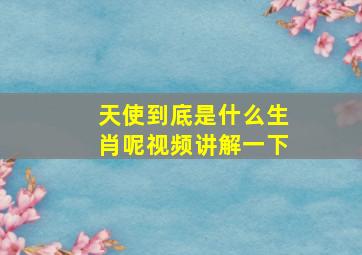 天使到底是什么生肖呢视频讲解一下