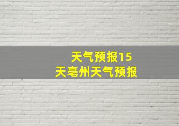 天气预报15天亳州天气预报