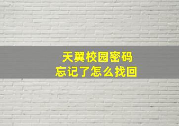 天翼校园密码忘记了怎么找回