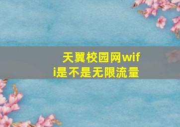 天翼校园网wifi是不是无限流量