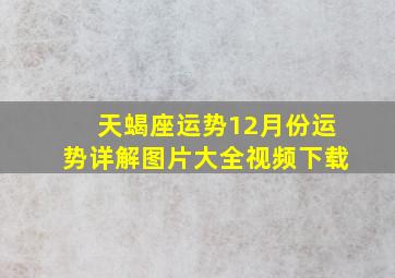 天蝎座运势12月份运势详解图片大全视频下载