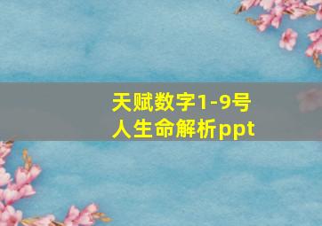 天赋数字1-9号人生命解析ppt