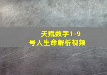 天赋数字1-9号人生命解析视频