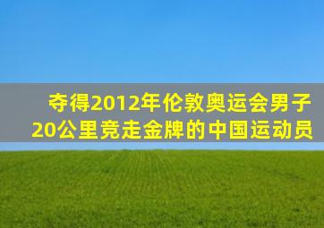 夺得2012年伦敦奥运会男子20公里竞走金牌的中国运动员