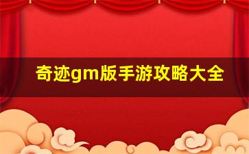 奇迹gm版手游攻略大全