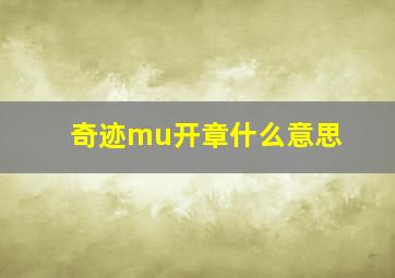 奇迹mu开章什么意思