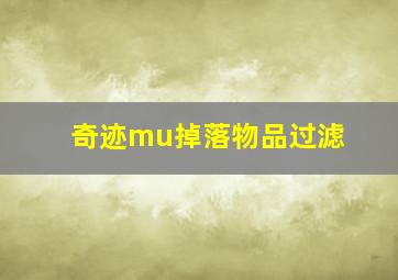 奇迹mu掉落物品过滤