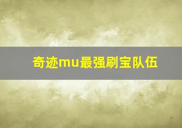 奇迹mu最强刷宝队伍