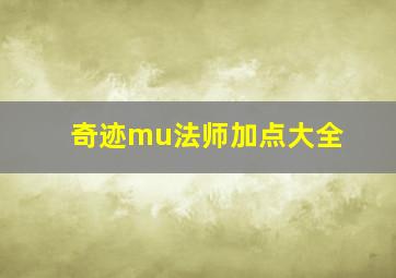 奇迹mu法师加点大全