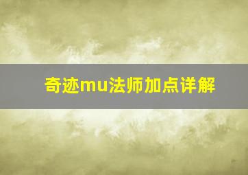 奇迹mu法师加点详解