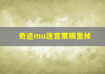 奇迹mu迷宫票哪里掉