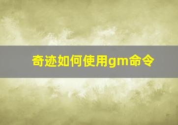 奇迹如何使用gm命令