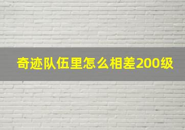 奇迹队伍里怎么相差200级