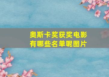 奥斯卡奖获奖电影有哪些名单呢图片