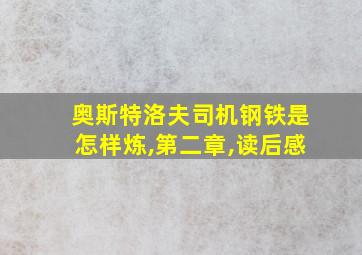 奥斯特洛夫司机钢铁是怎样炼,第二章,读后感