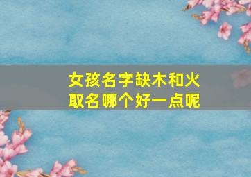 女孩名字缺木和火取名哪个好一点呢