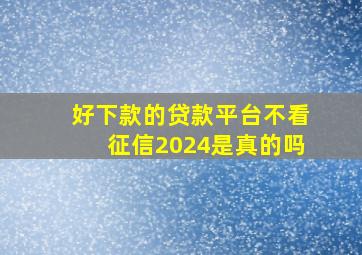 好下款的贷款平台不看征信2024是真的吗