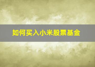 如何买入小米股票基金