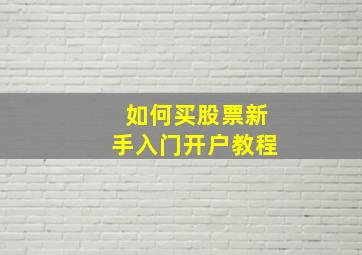 如何买股票新手入门开户教程