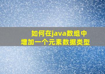 如何在java数组中增加一个元素数据类型