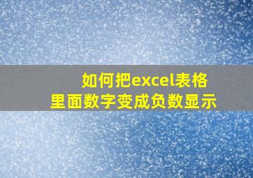 如何把excel表格里面数字变成负数显示