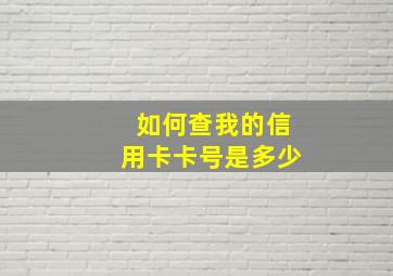 如何查我的信用卡卡号是多少