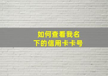 如何查看我名下的信用卡卡号