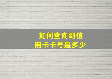 如何查询到信用卡卡号是多少